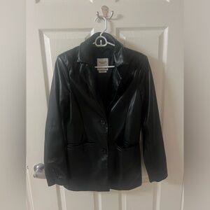 XS Black Abercrombie Oversized Leather Blazer